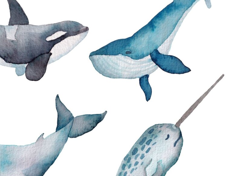 whales-printable-sticker-pack-watercolor-whales-blue-etsy