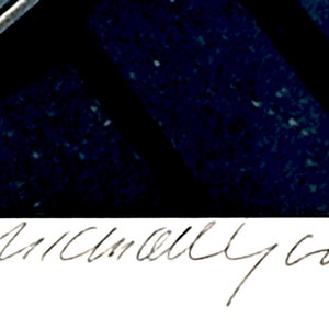 May include: A black and white illustration of a stylized bloodhound dog lying down. The signature "Michael C.  Grant" is written in black ink below the illustration.