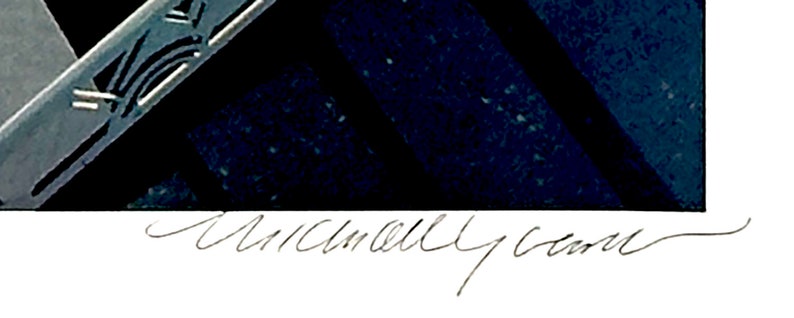 May include: A black and white illustration of a stylized bloodhound dog lying down. The signature "Michael C.  Grant" is written in black ink below the illustration.