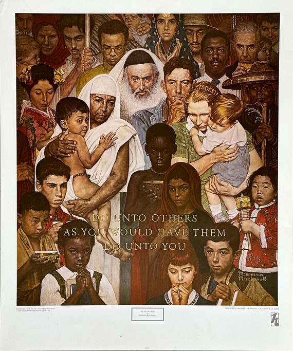 The Golden Rule by Norman Rockwell - Rare Art Print - Etsy Denmark