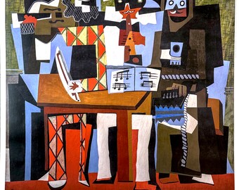 パブロ・ピカソ作「3人の音楽家、フォンテーヌブロー」1921年 - アート