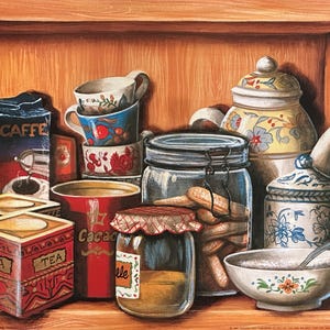 Ripiano di Cucina III - Impressão artística de natureza morta de cozinha por Laura Tadeschi - 40 x 30 cm - FRETE GRÁTIS