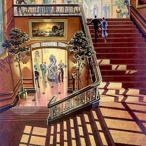 Il bacio di Michael Young - Stampa artistica in stile Art Déco contemporaneo firmata dall&#39;artista - SPEDIZIONE GRATUITA negli Stati Uniti continentali
