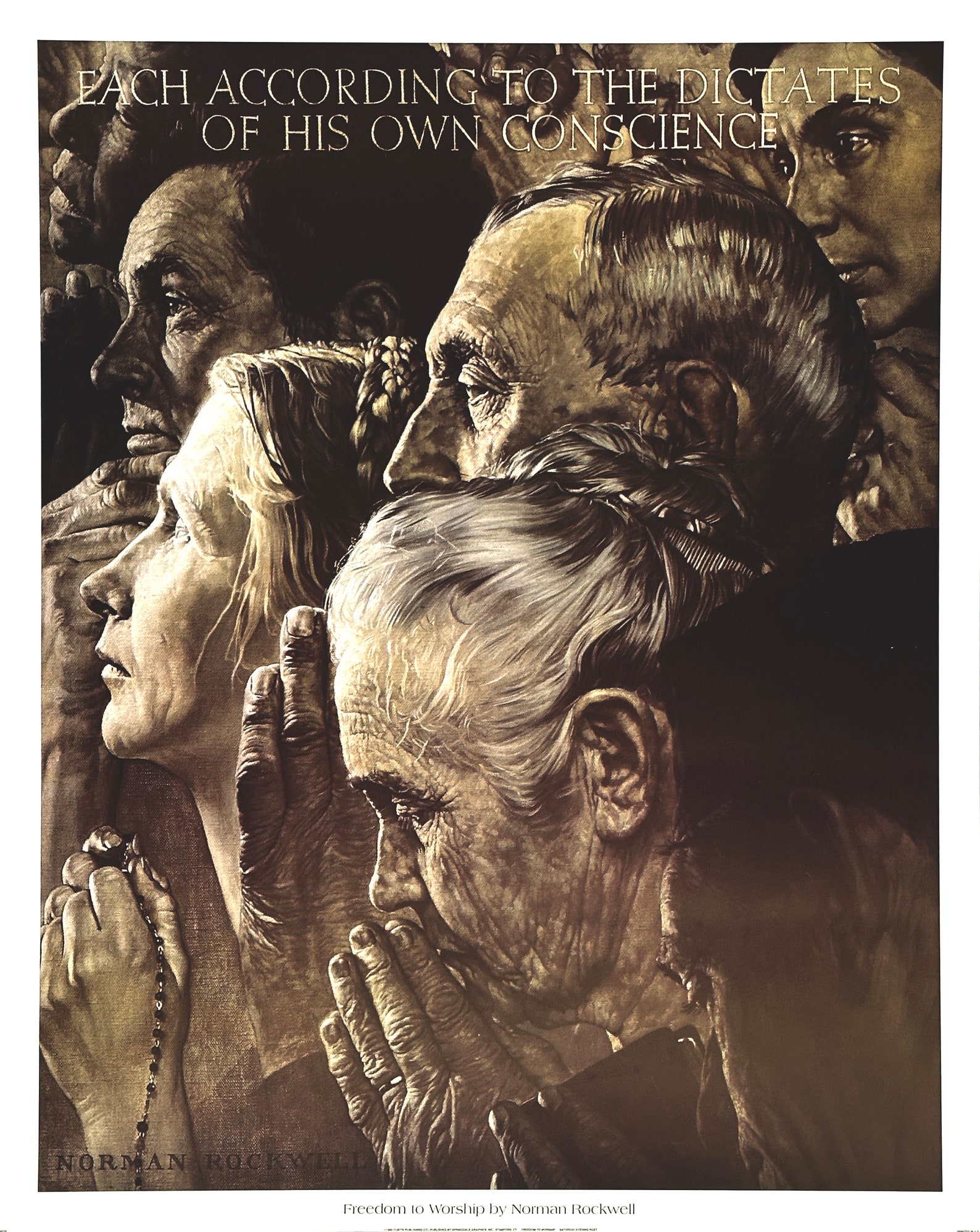Freedom to Worship - Norman Rockwell - Rare Art Print From the Four ...