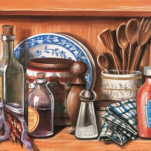 Ripiano di Cucina IV - Impressão artística de natureza morta de cozinha por Laura Tadeschi - 40 x 30 cm - FRETE GRÁTIS
