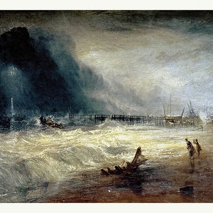 Lifeboat and Manby Apparatus Going Off to A Stranded Vessel Making Signal of Distress, c. 1831 by Joseph Mallord William Turner