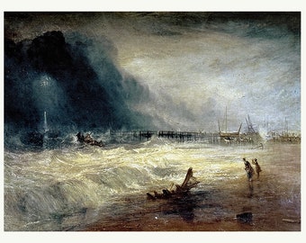 Lifeboat and Manby Apparatus Going Off to A Stranded Vessel Making Signal of Distress, c. 1831 by Joseph Mallord William Turner