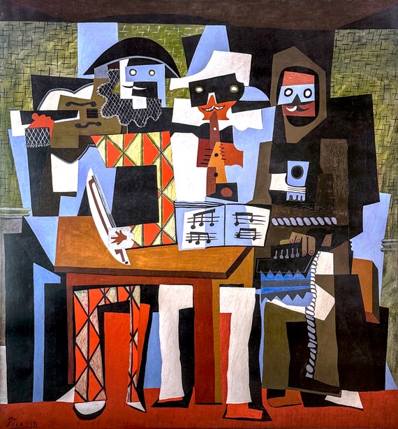 Three Musicians, Fontainebleau, 1921 by Pablo Picasso - Art Three Musicians, Fontainebleau, 1921 by Pablo Picasso - Art