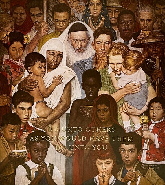 The Golden Rule by Norman Rockwell - Rare Art Print - Etsy Denmark