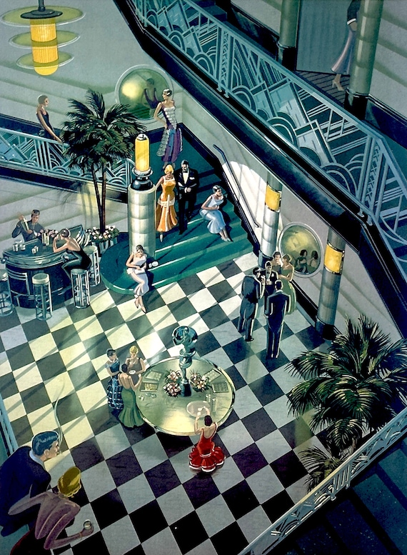 Intermission by Michael Young - Contemporary Art Deco Style Art Print Signed by the Artist - FREE SHIPPING within the Continental USA