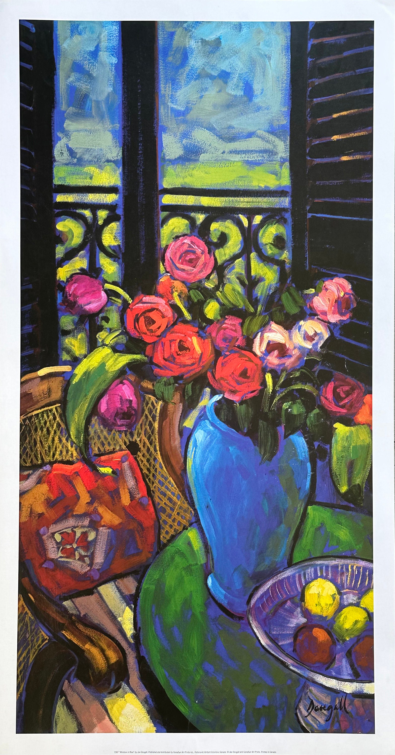 Window in Blue by Jae Dougall - Rare Art Print - 16.25 X