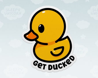 Get Ducked Rubber Ducky Sticker: Funny Sarcastic Laptop Decal