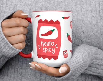 Neuro würzige Kaffeetasse für Neurodiversent-Kaffee-Liebhaber, sarkastischer Humor, niedliches Neurohirent-Geschenk, alberner psychiatrischer Witz