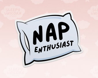 Nap Enthusiast Pillow Sticker: Funny Laptop Decal