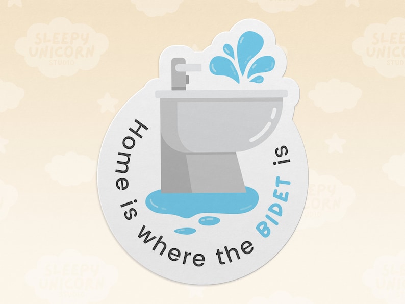Sticker Home is Where the Bidet Is, sticker toilet, sticker voor volwassenen, humorsticker voor volwassenen, cadeau voor reizigers, waterbestendige sticker voor waterfles afbeelding 1