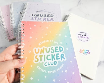 Unused Sticker Club Reusable Sticker Book for Sticker Collector, 6x8 Sticker Collecting Album for Neurodivergent, gift for planners