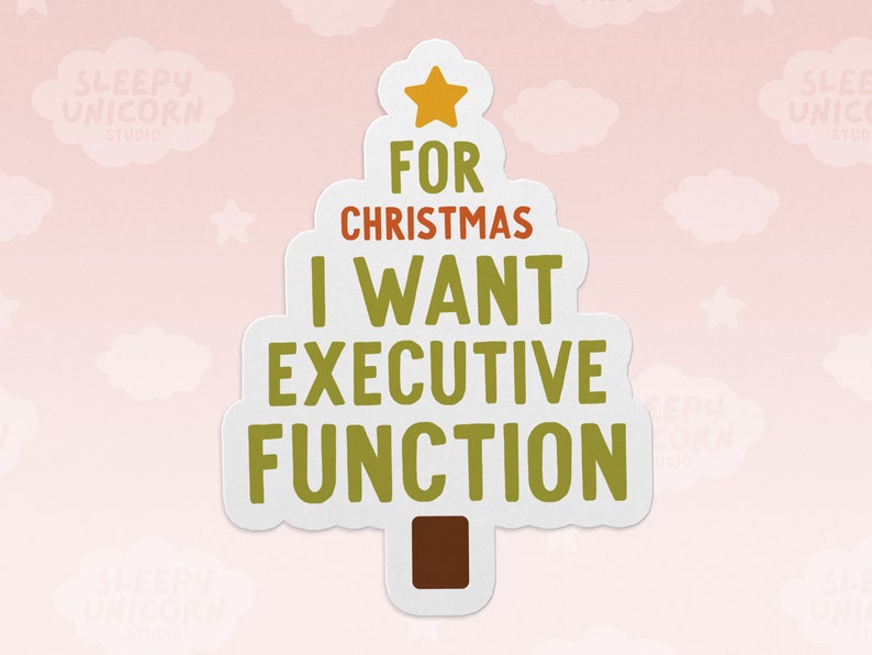Executive Function Christmas Tree Sticker: ADHD Neurodivergent Gift image 1
