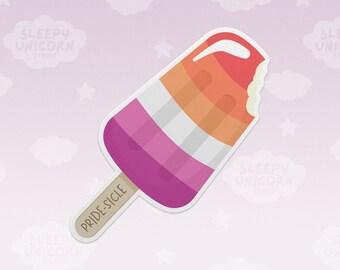 Lesbian pride popsicle sticker for mirror, LGBTQIA pride, LGBTQ sticker for water bottle, coming out gift, pride laptop sticker