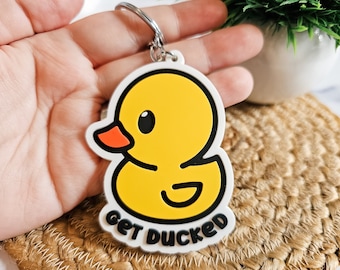 Llavero de pato, llavero de PVC suave, accesorio para amantes de los patos, regalo de Navidad para el coche.
