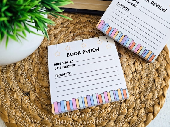 Book Review Post-it® Note Pads, Sticky Notes Bookworm Gift, Bookish Stationary, Reader Stationery Reading Journal Notes