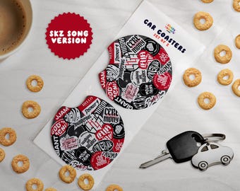 Stray Kids Songs Car Coasters, Cute KPOP Car Accessories, New Driver Gift