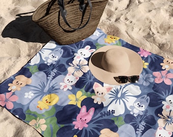 Toalla de playa hawaiana SKZOO, inspirada en Stray Kids, con diseño Kpop, toalla de piscina con estampado floral tropical, regalo ideal para STAY, imprescindible para las vacaciones de verano.