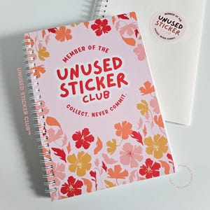 Unused Sticker Club Reusable Sticker Book for Sticker Collector, Spring Floral 6x8 Sticker Collecting Album Gift for Neurodivergent