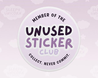 Unused Sticker Club Sticker gift for Sticker Collectors, Sticker Collection, Water bottle decal, laptop decal, sticker book