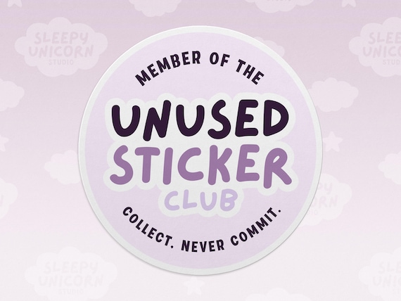 Unused Sticker Club Sticker gift for Sticker Collectors, Sticker Collection, Water bottle decal, laptop decal, sticker book