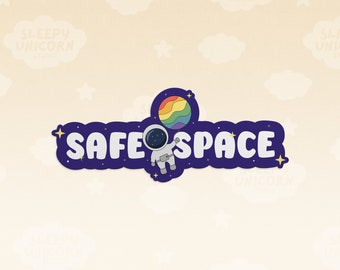 Safe Space Rainbow Pride Sticker for LGBTQ+, Pride Gifts for Ally, Safe with Me Ally Sticker, Safe Person Pride Flag Sticker