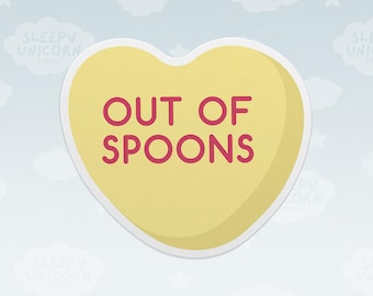 Conversation Hearts Sticker Out of Spoons | Heart Candy Stickers, Narcolepsy, Valentine's Day Gag Gift
