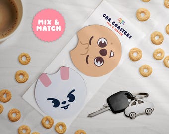 Stray Kids SKZOO Car Coasters, Cute KPOP Car Accessories, New Driver Gift