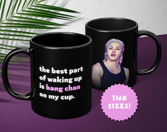 Taza negra de Bang Chan, taza de café de Stray Kids, artículos de SKZ, ideas de regalo para estancias, regalos de cumpleaños y artículos de fans.