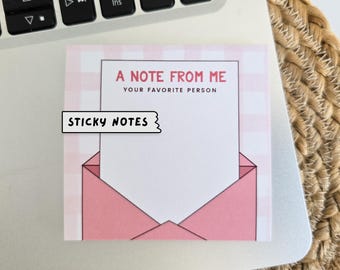A Note From Your Favorite Person Post-it® Note Pads, Funny Sticky Notes, snarky stationary gift ideas for coworkers, Special Pink Notepad