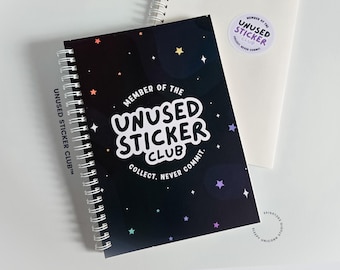 Unused Sticker Club Reusable Sticker Book for Sticker Collector, Cosmic Rainbow 6x8 Sticker Collecting Album Gift for Neurodivergent