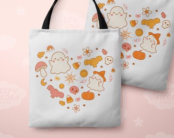 Cute Halloween Sweet Spooky Things Tote Bag, Farmers Market Bag, Witchy Gift, Autumn Accessories for Fall