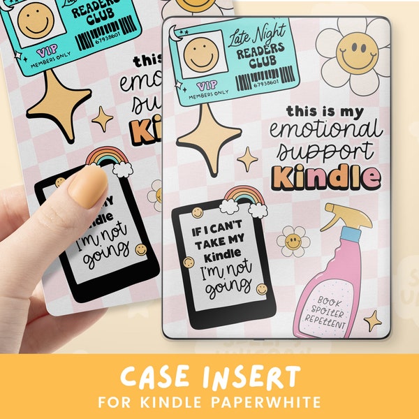 Retro Groovy Case Insert Emotionele ondersteuning Kindle Paperwhite 11e generatie, Kwaliteit Cardstock Insert voor Clear E-Reader Case, Book Lover Gift