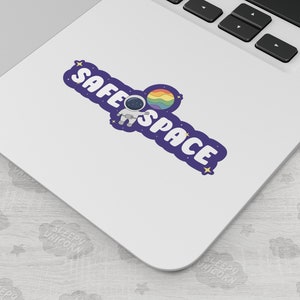 Safe Space Rainbow Pride Sticker for LGBTQ, Pride Gifts for Ally, Safe with Me Ally Sticker, Safe Person Pride Flag Sticker image 2