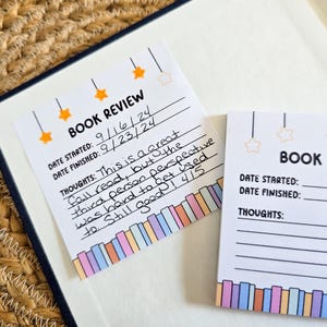 Blocchi Post-it® per recensioni di libri, bigliettini adesivi, regalo per amanti dei libri, cancelleria per lettori, diario di lettura immagine 5