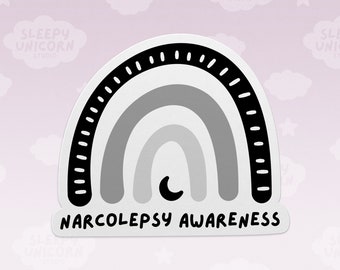 Narcolepsy Awareness Sticker gift for Narcoleptics, Narcolepsy Support Stickers, Black Awareness Ribbon, Black Rainbow Sticker for laptop