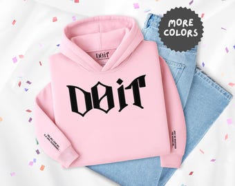 Do It Stray Kids Embroidered Hoodie, Pink Kpop Fan Merch, SKZ Apparel