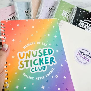 Libro de pegatinas reutilizables de Sticker Club sin usar para coleccionistas de pegatinas, álbum de 6 x 8 pegatinas para neurodivergentes, regalo para planificadores.