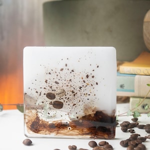 Handgefertigter Kaffeeuntersetzer aus Ecopoxy-Harz - Perfektes Geschenk für Kaffeeliebhaber, Baristas, Weihnachten und Wohnkultur