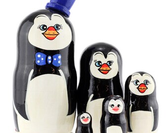 Black Azhna 5 pcs 15 cm Animal Family Souvenir Matrioshka Home Decor Collection Nesting Doll Hand Painted Russian Doll Wooden Stacking Doll Black Azhna 5 pcs 15 cm Animal Family Souvenir Matrioshka Home Decor Collection Nesting Doll Hand Painted Russian Doll Wooden Stacking Doll