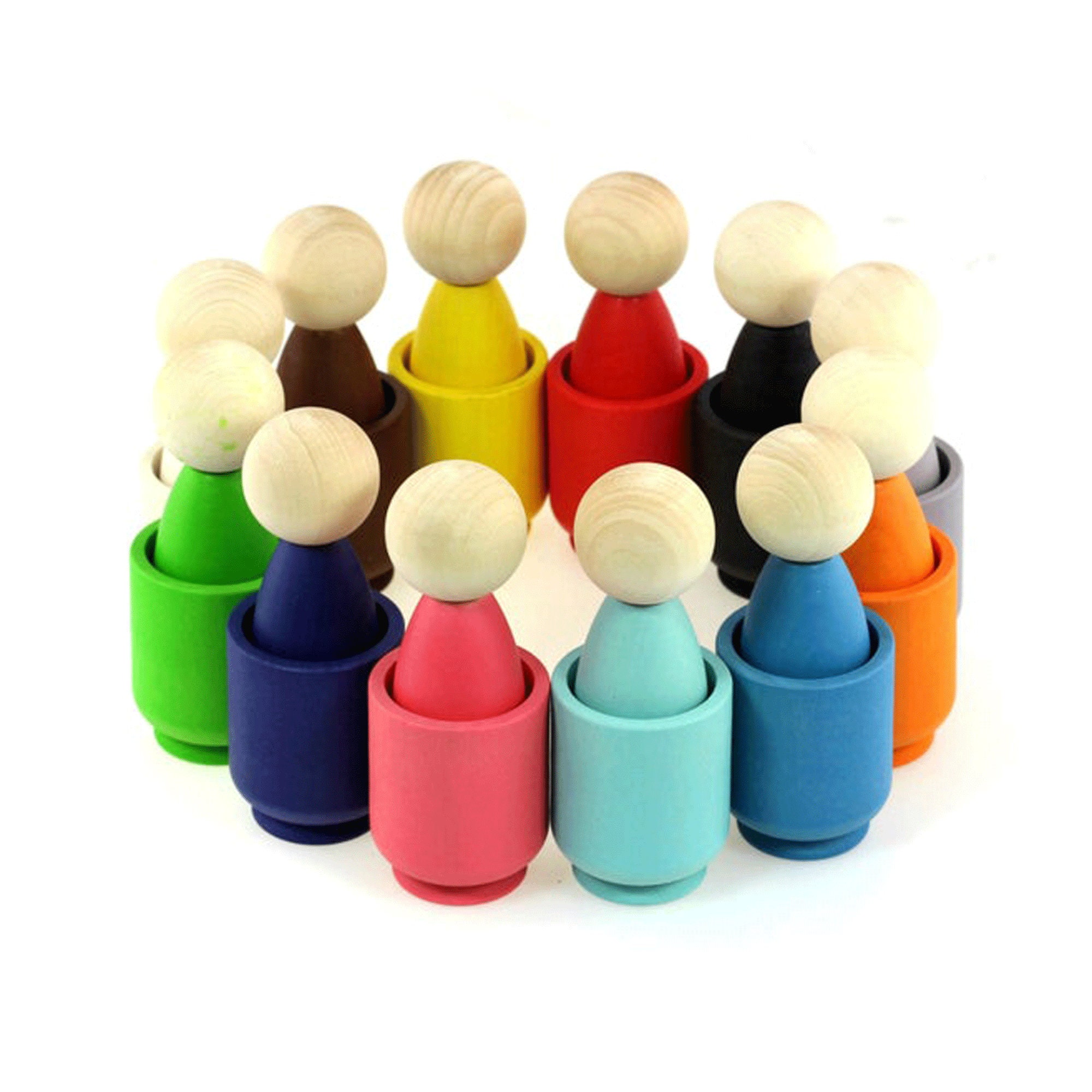 Ulanik Gnomes in Cups Montessori Wooden Sorter Game, 12 gnomes 85 mm …