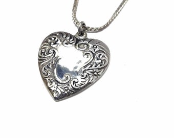 Pendentif coeur en argent 925, collier vintage