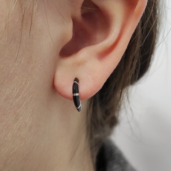 Boucles d'oreilles en onyx - Puces d'oreilles - Petites boucles d'oreilles noirs