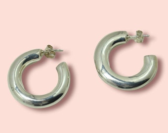 Hoop earrings - sterling silver earrings - large hoop earrings