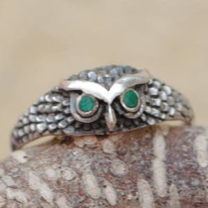 Owl silver ring and malachite, owl ring, malachite ring, owl rings, vintage owl ring, vintage ring, malachite vintage ring, malachite