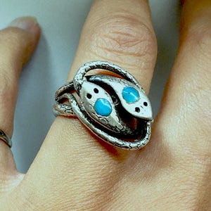 Snake ring, snake jewelry, turquoise ring, turquoise snake ring, sterling silver snake ring, silver snake ring, turquoise jewelry